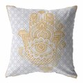 Palacedesigns 18 in. Hamsa Indoor & Outdoor Throw Pillow Gold & Gray PA3663178